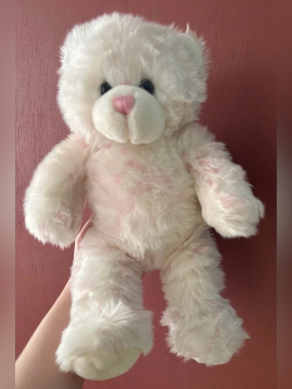 Vintage Retired Build-A-Bear BAB Cuddles White with Pink Teddy Bear 15"